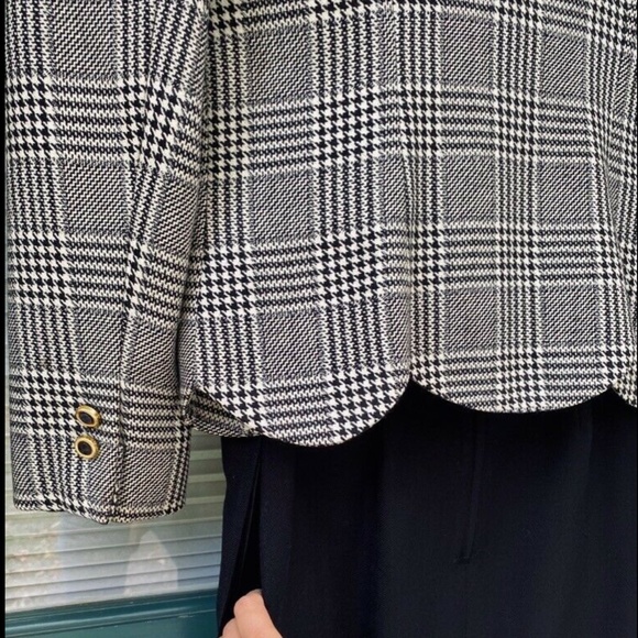 Vintage Albert Nipon 3 Pc Set Tailor Blazer Skirt Matching Shawl Houndstooth - Picture 11 of 12